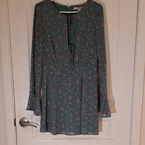 123 - Forever 21 Green and Red Floral Dress